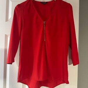 Express Women's Red V-Neck Top